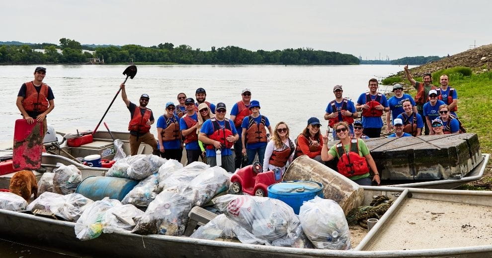 CHS Employees volunteering at a river. 