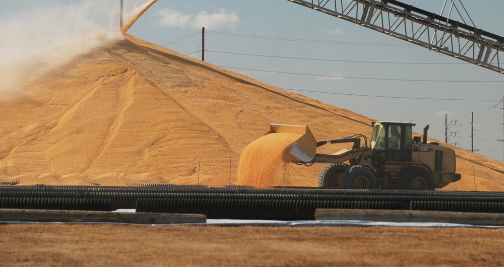 Tractor moving DDGS