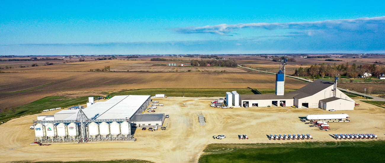 aerial view of an agriculture cooperative